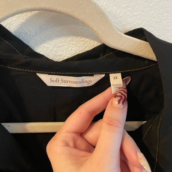 Soft Surroundings Phillips Black Maxi Embroidered Shirtdress Size 2X - Picture 6 of 7